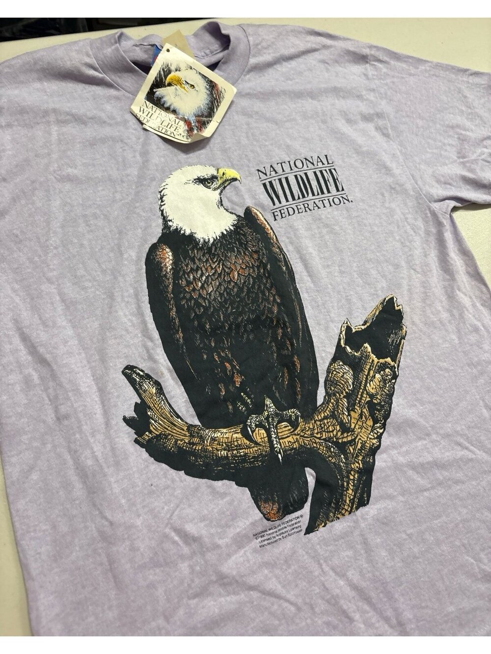 Vintage 1990 National Wildlife Federation Bald Eagle T-Shirt XL Deadstock NWT